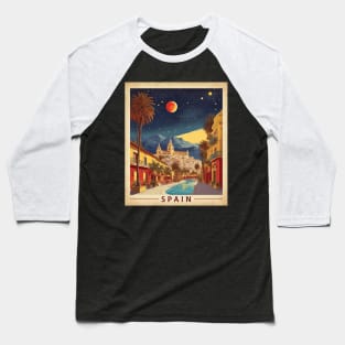 Costa del Sol Beach Starry Night Spain Travel Tourism Retro Vintage Baseball T-Shirt